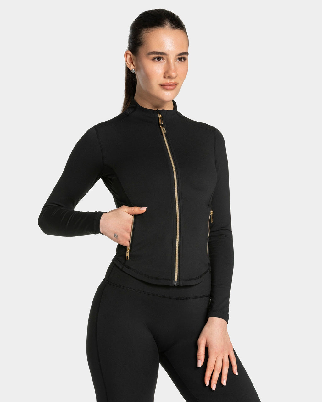 Allrounder Shaping Zip Jacke "Schwarz - Gold"