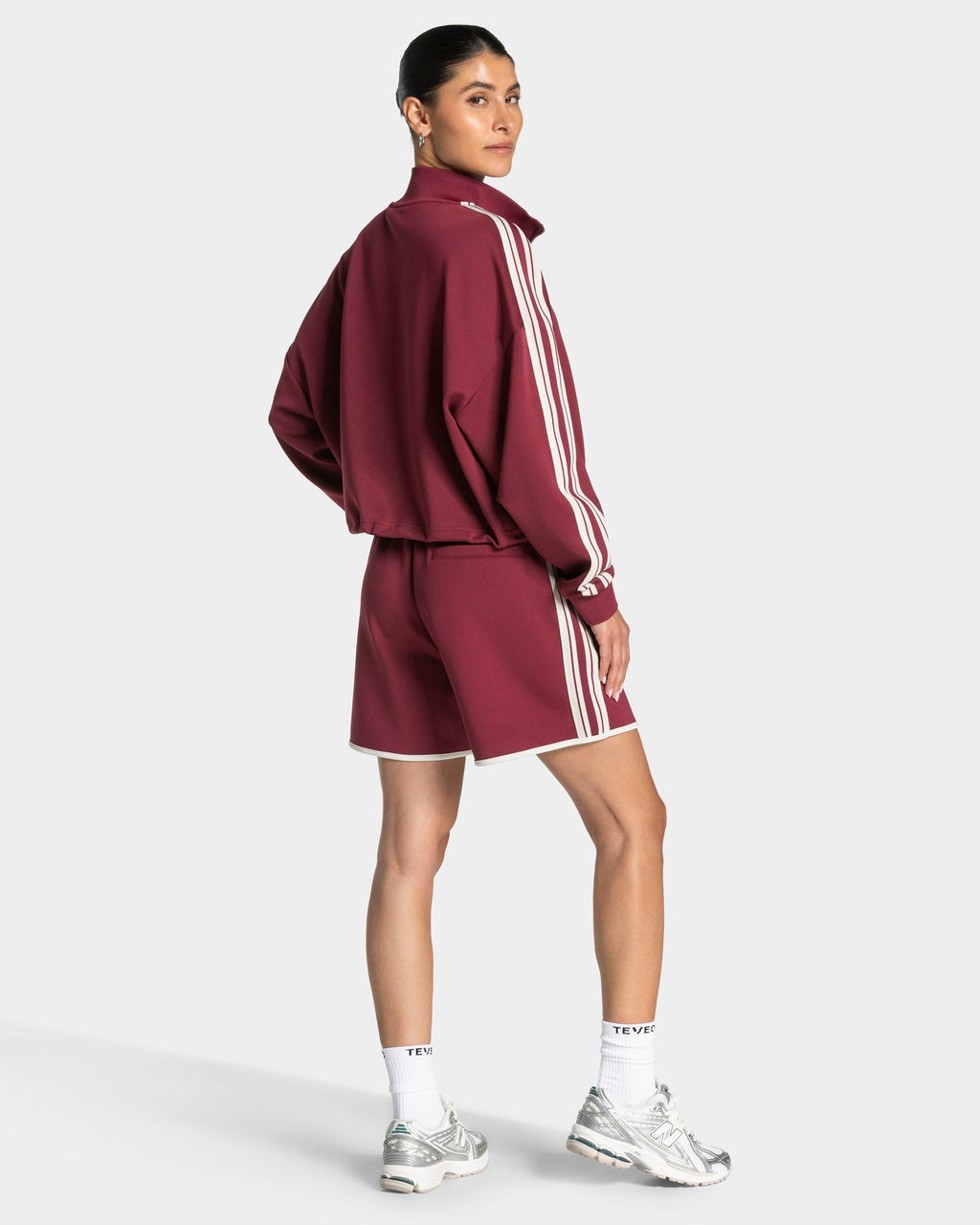 Club Cropped Zip Jacke "Weinrot"