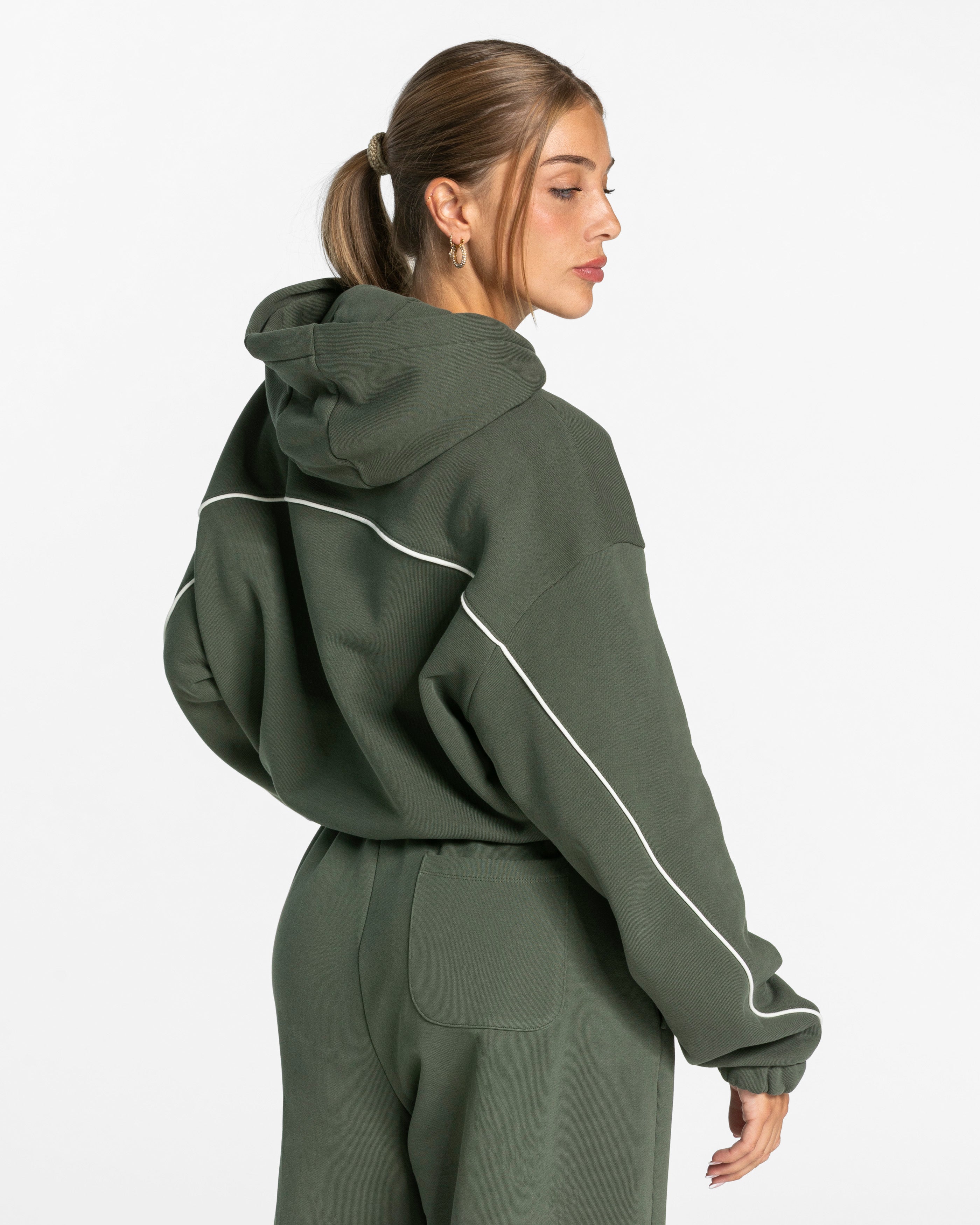 Contrastline Hooded Sweater "Khaki"