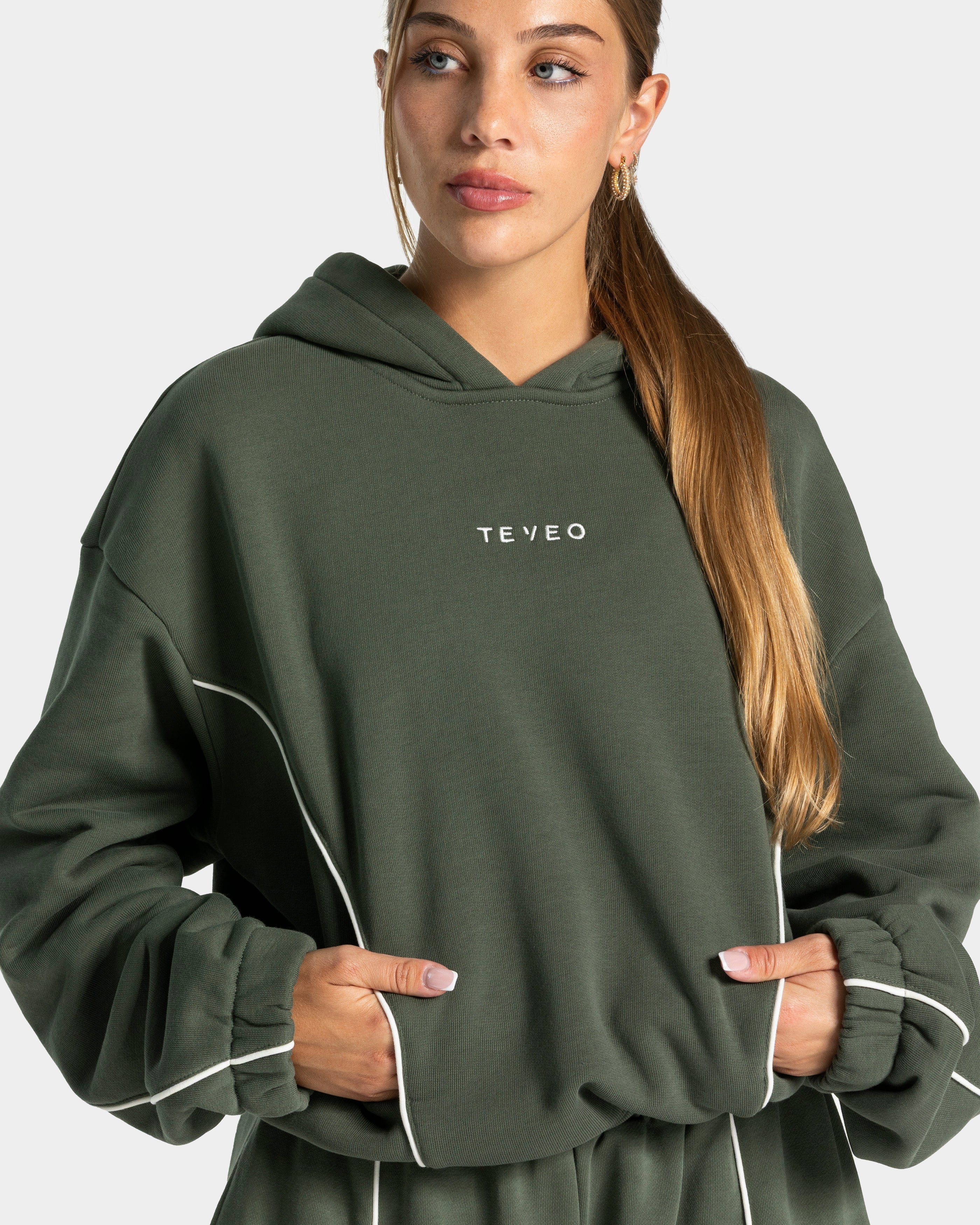 Contrastline Hooded Sweater "Khaki"