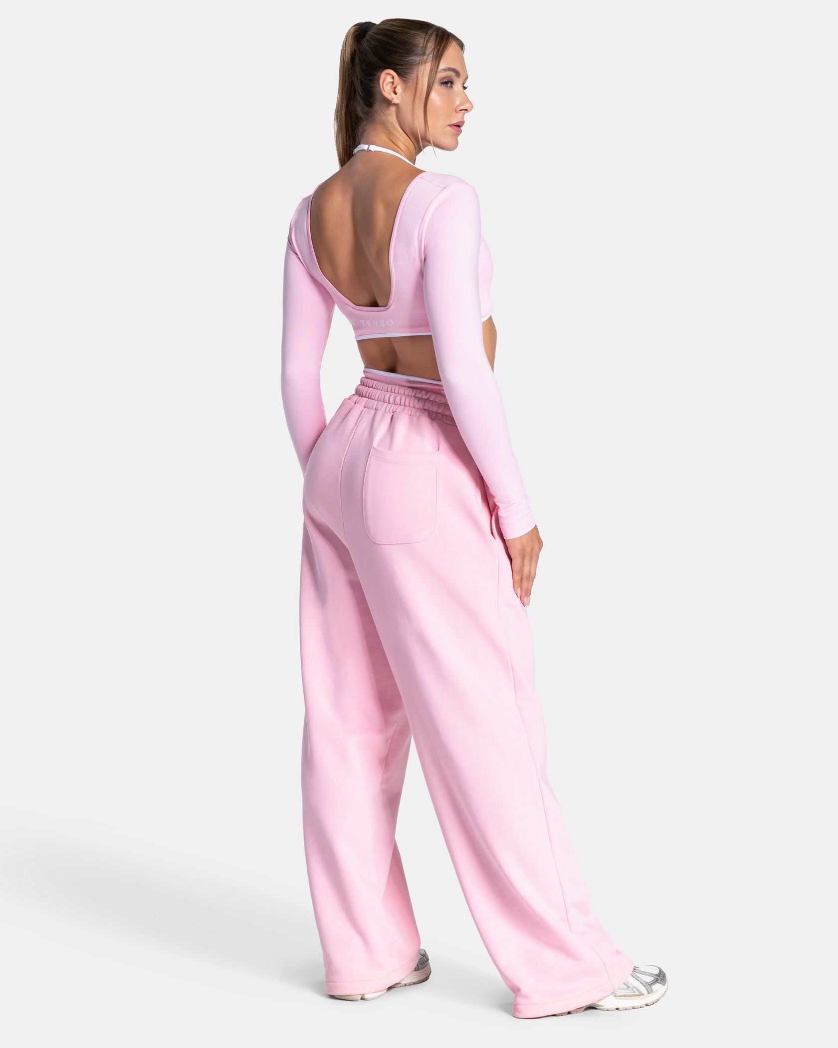 Contrastline Wide Leg Jogger "True Pink"
