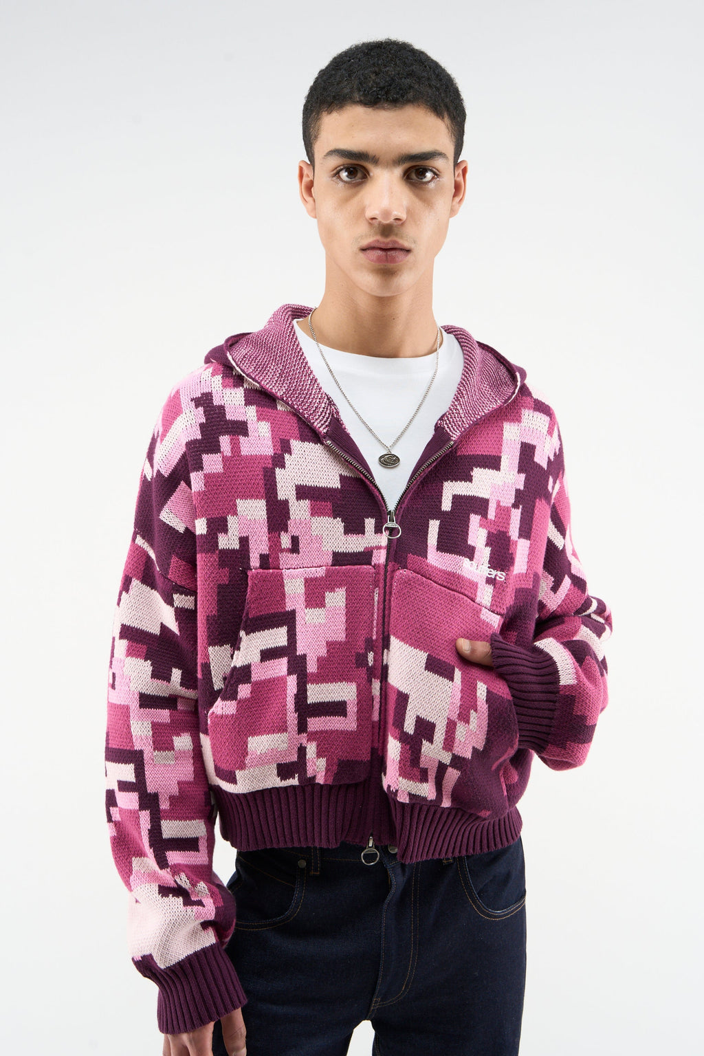 Mosaic Pink Knit Zipper