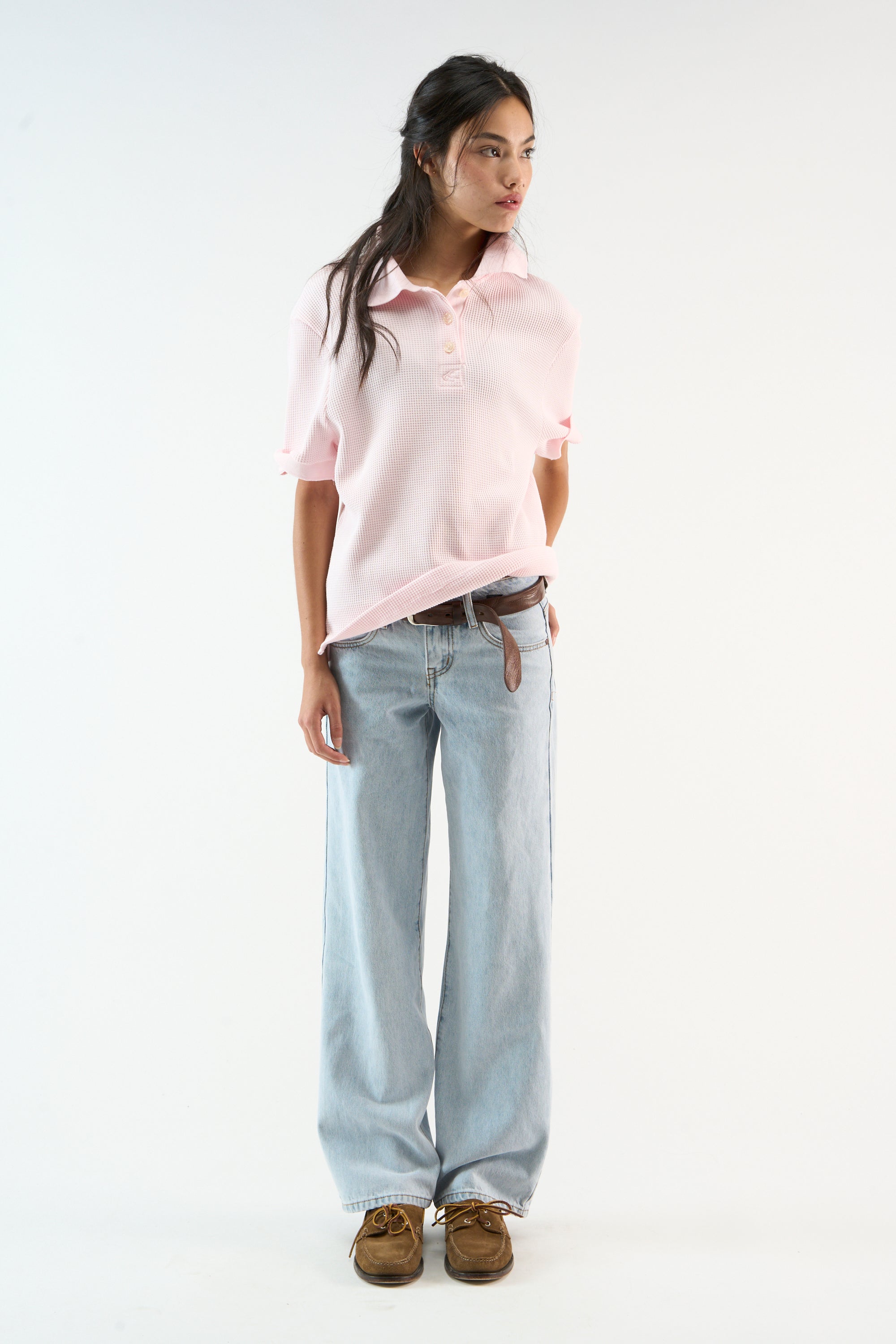 Waffle Pink Polo