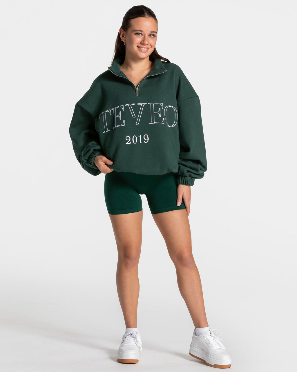 Femme Half Zip Sweater "Dunkelgrün"