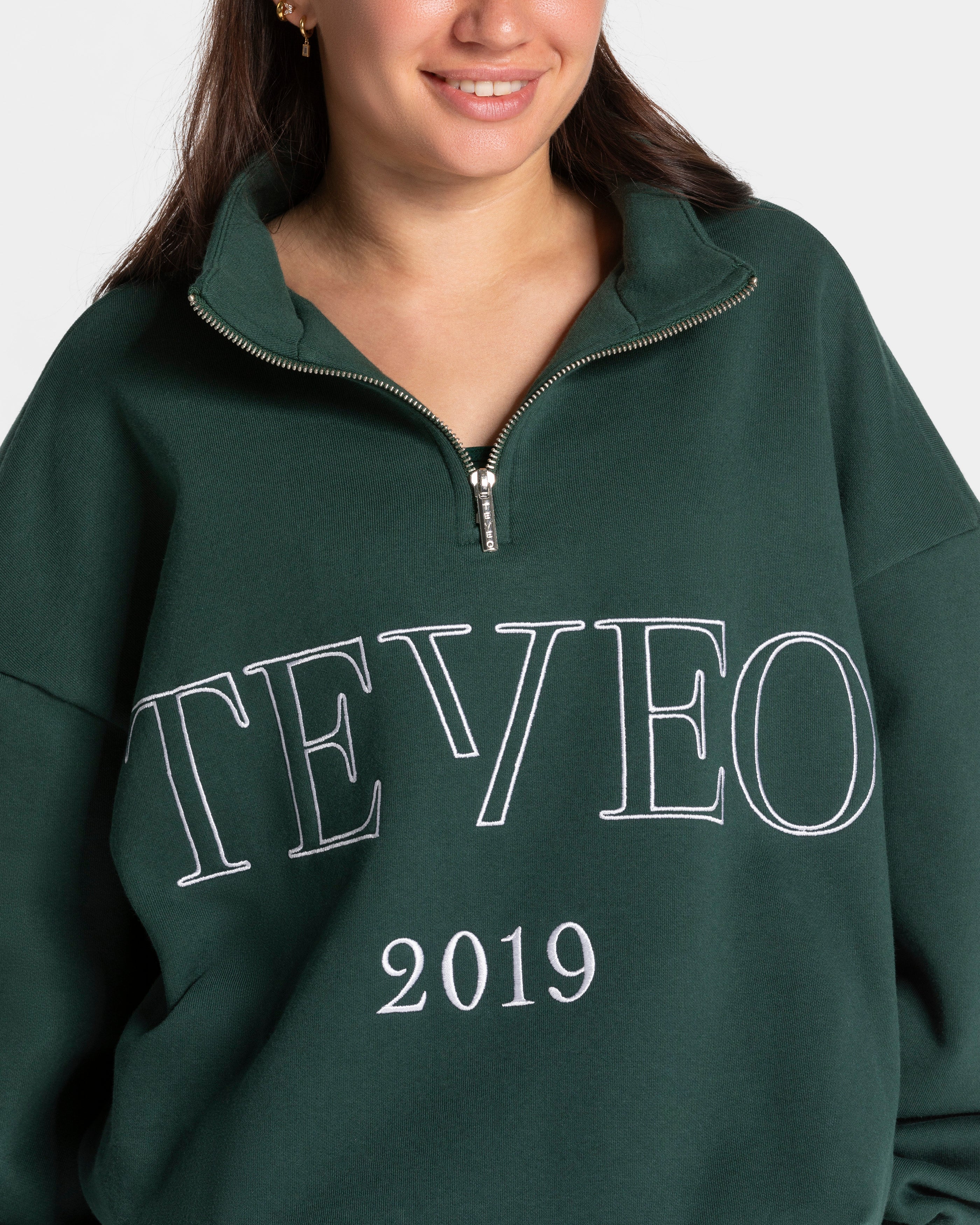 Femme Half Zip Sweater "Dunkelgrün"