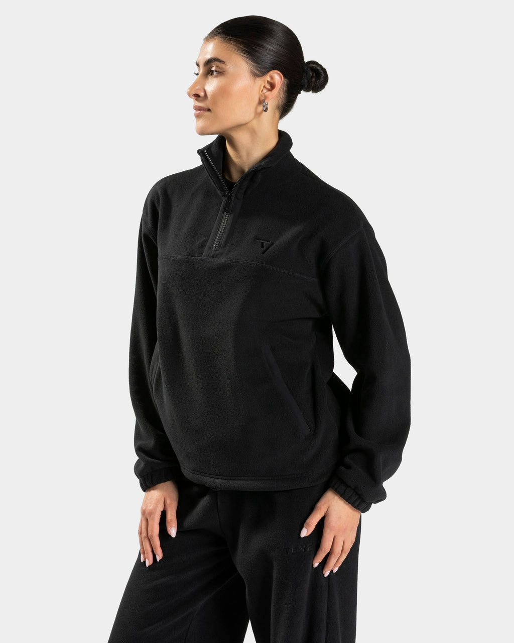 Fleece Half Zip Sweater "Schwarz"