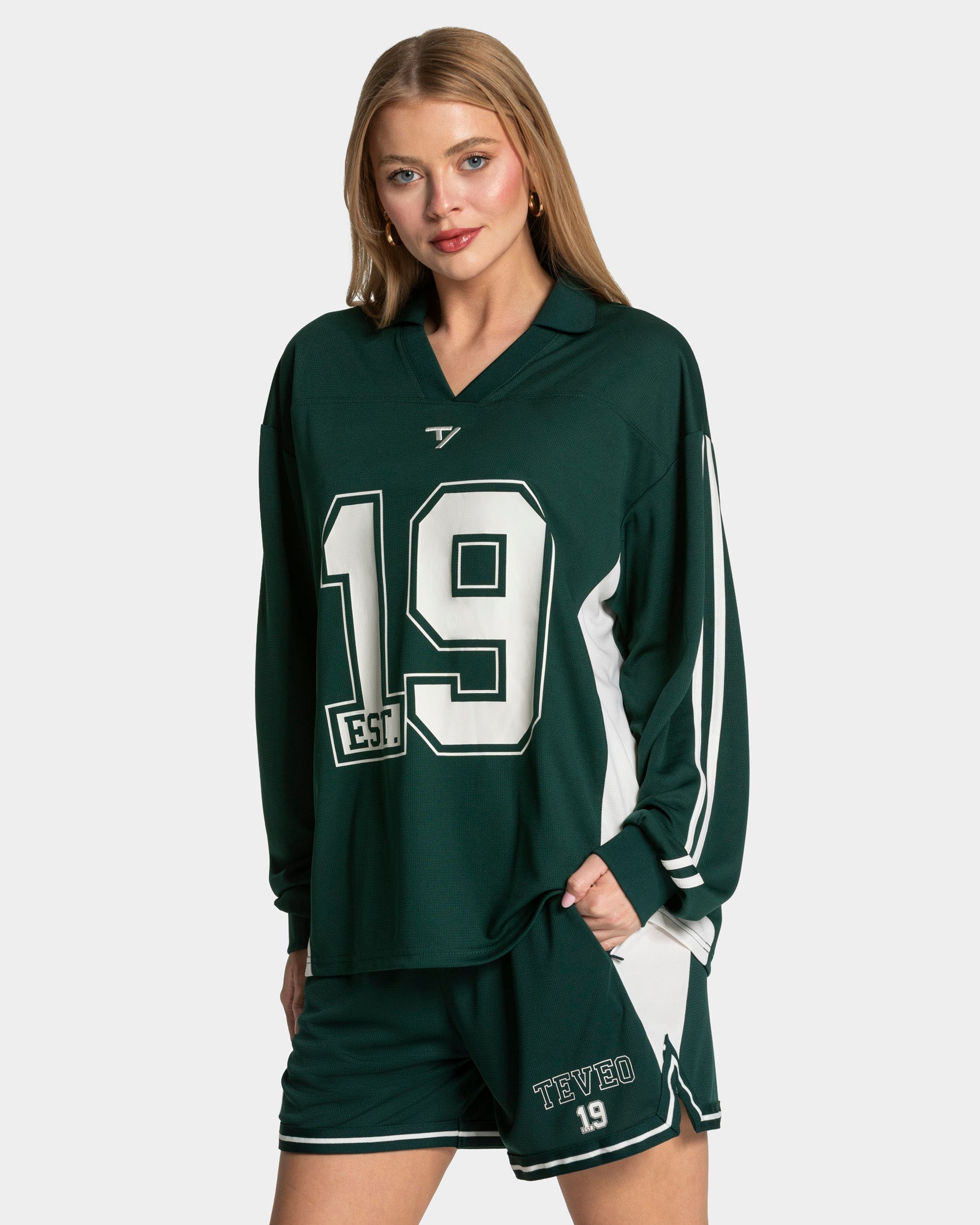 Football Polo Longsleeve "Dunkelgrün"