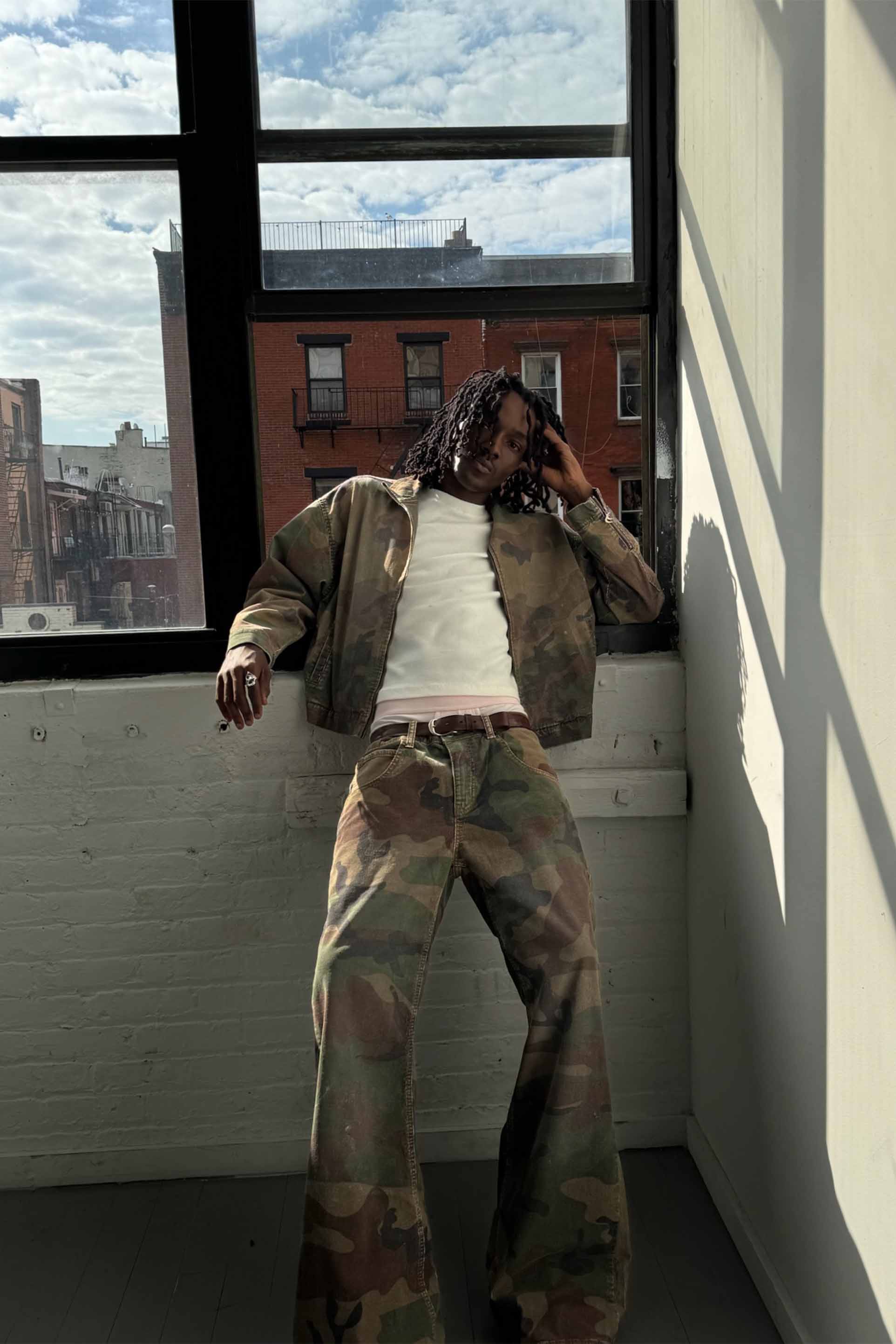 Corduroy Flared Camo Jacket