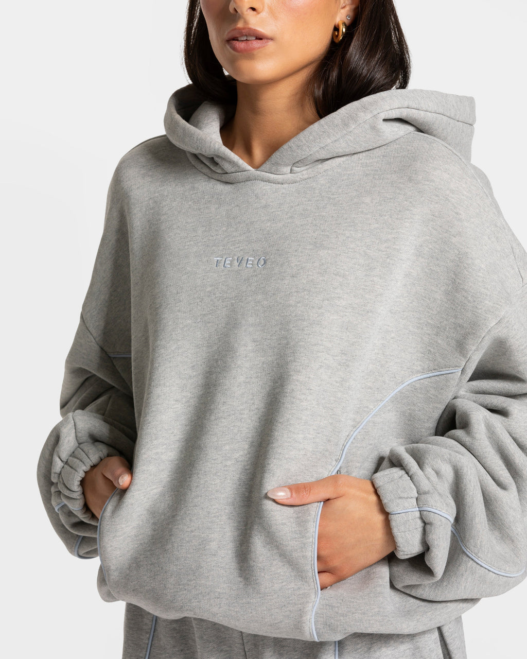 Contrastline Hooded Sweater "Hellgrau"