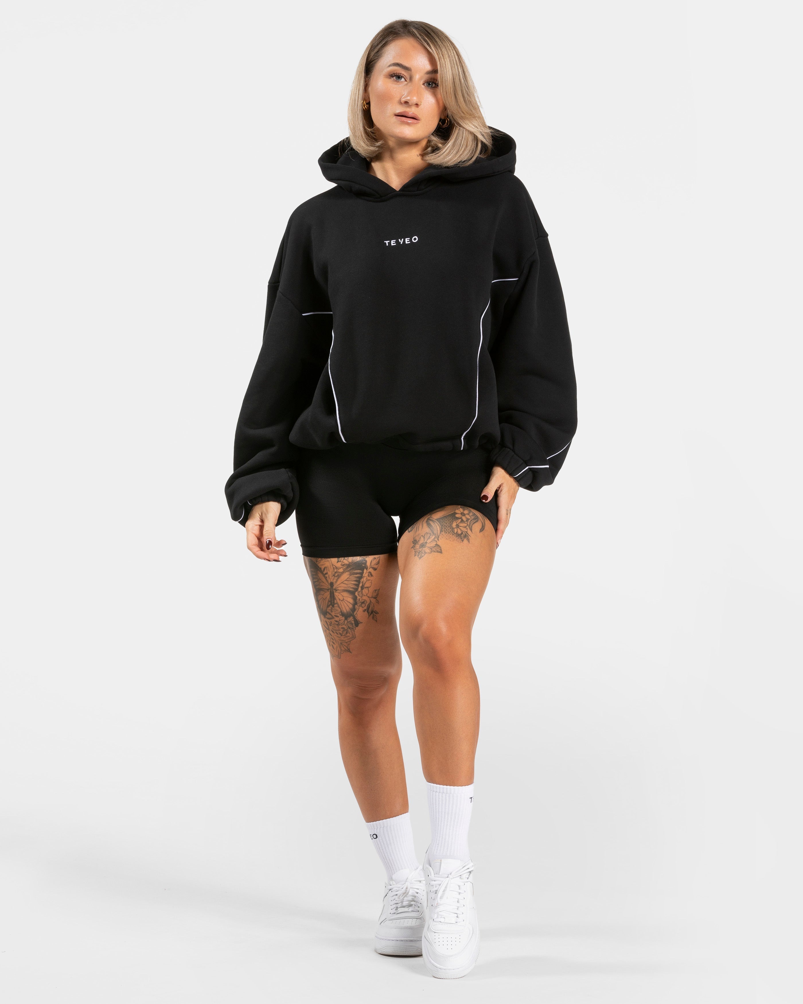 Contrastline Hooded Sweater "Schwarz"