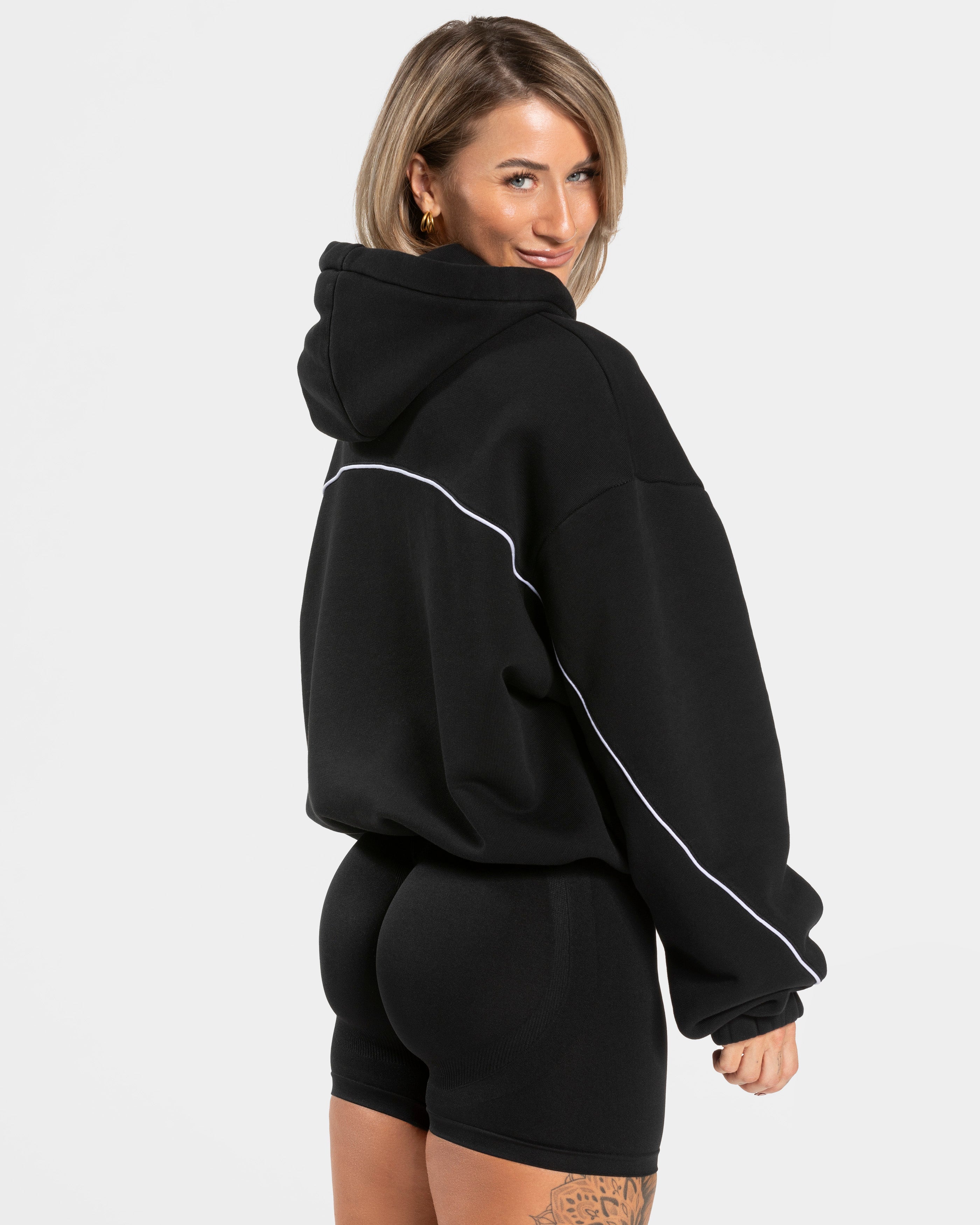 Contrastline Hooded Sweater "Schwarz"