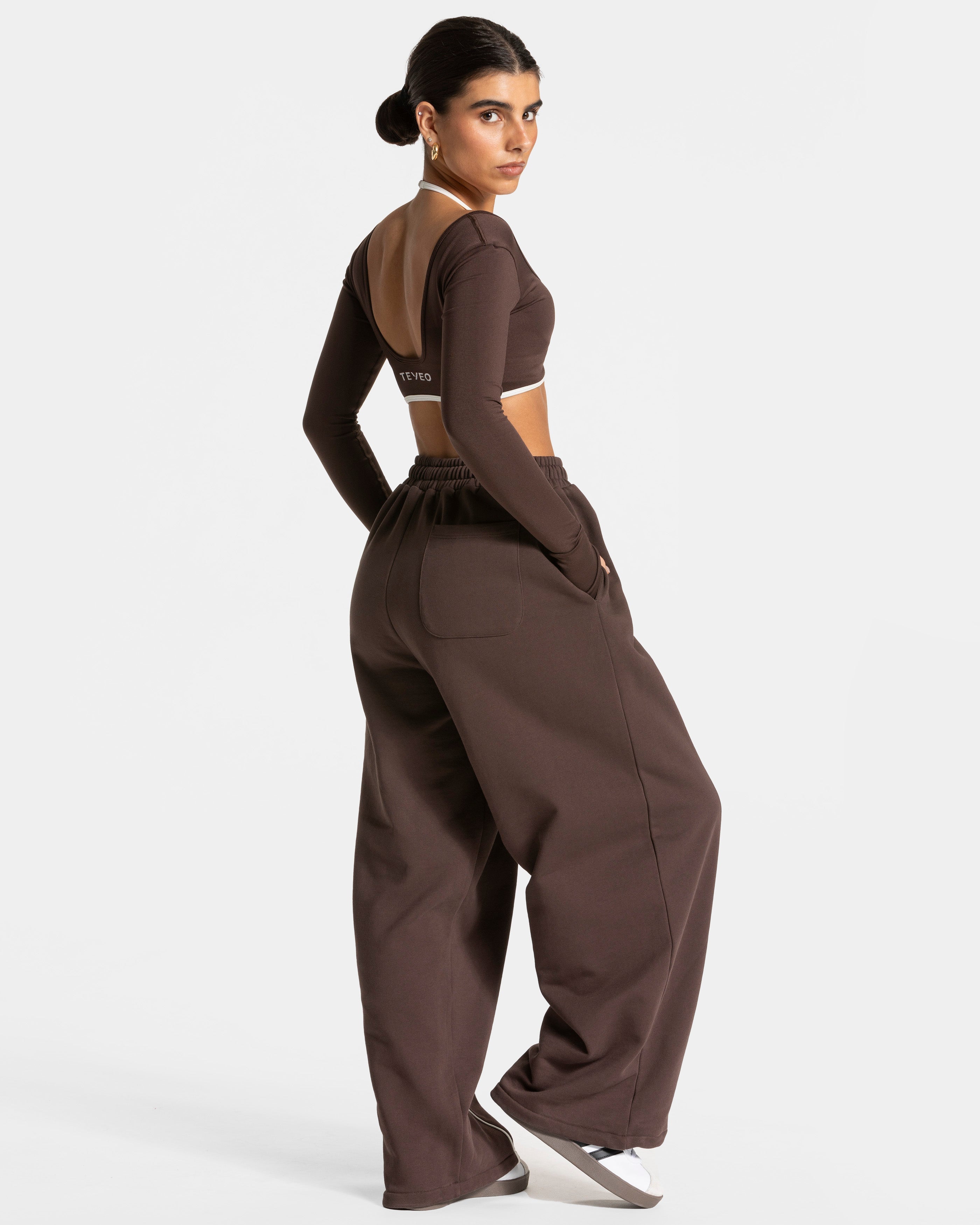 Contrastline Wide Leg Jogger "Espresso"