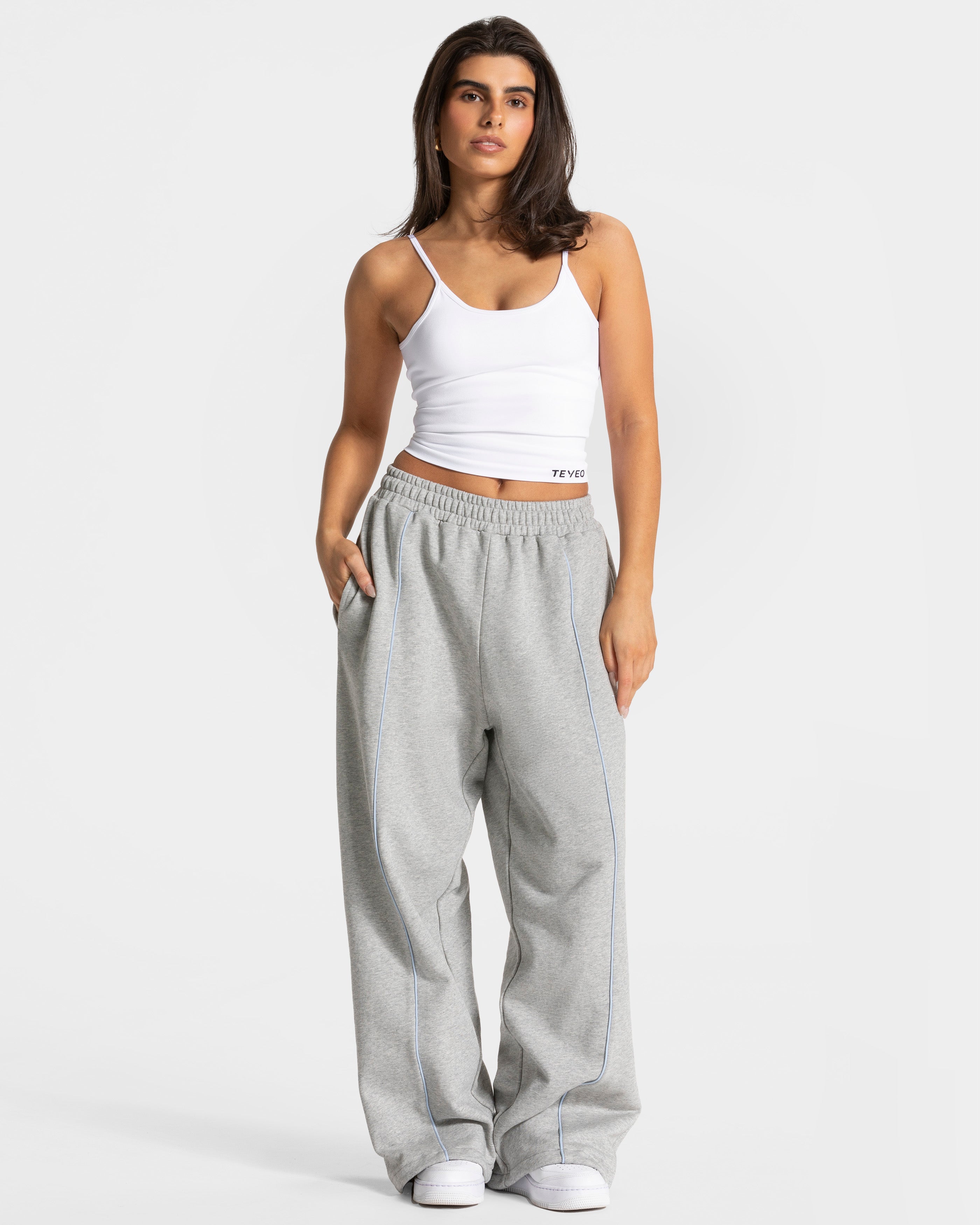 Contrastline Wide Leg Jogger "Hellgrau"