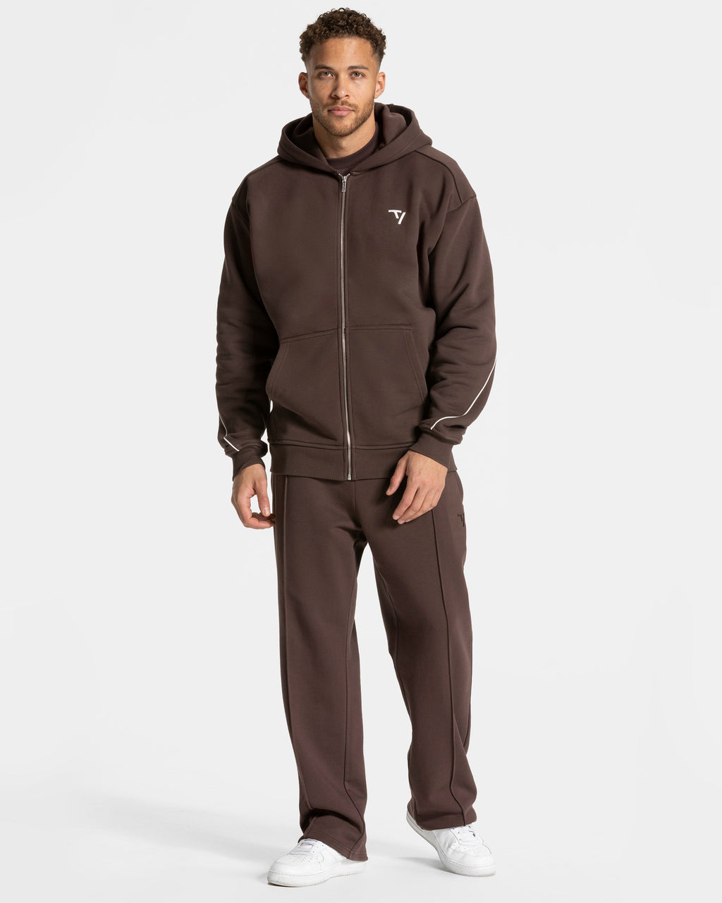 Contrastline Zip Jacke "Espresso"
