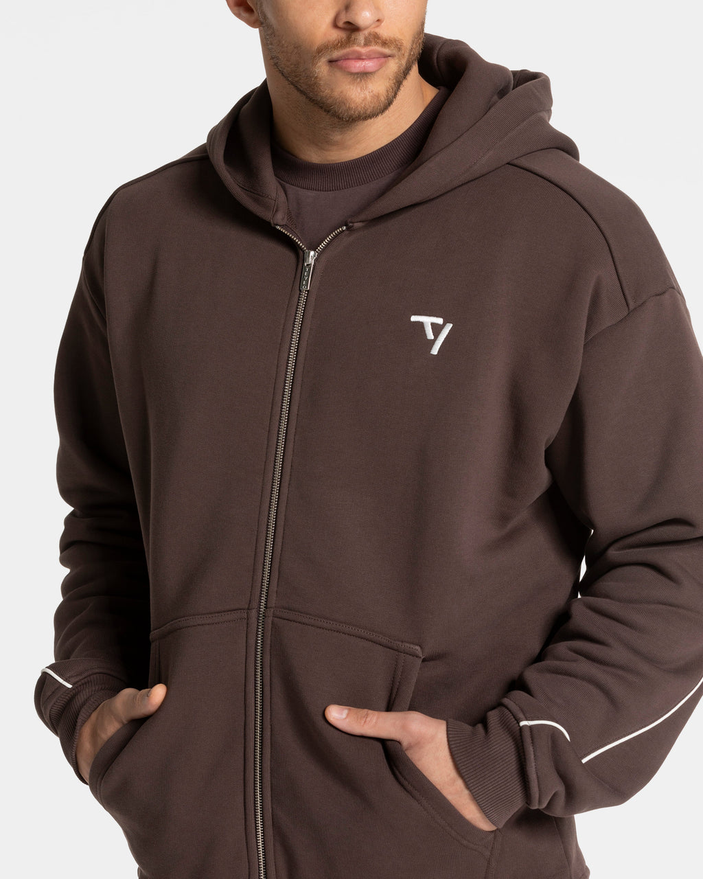 Contrastline Zip Jacke "Espresso"