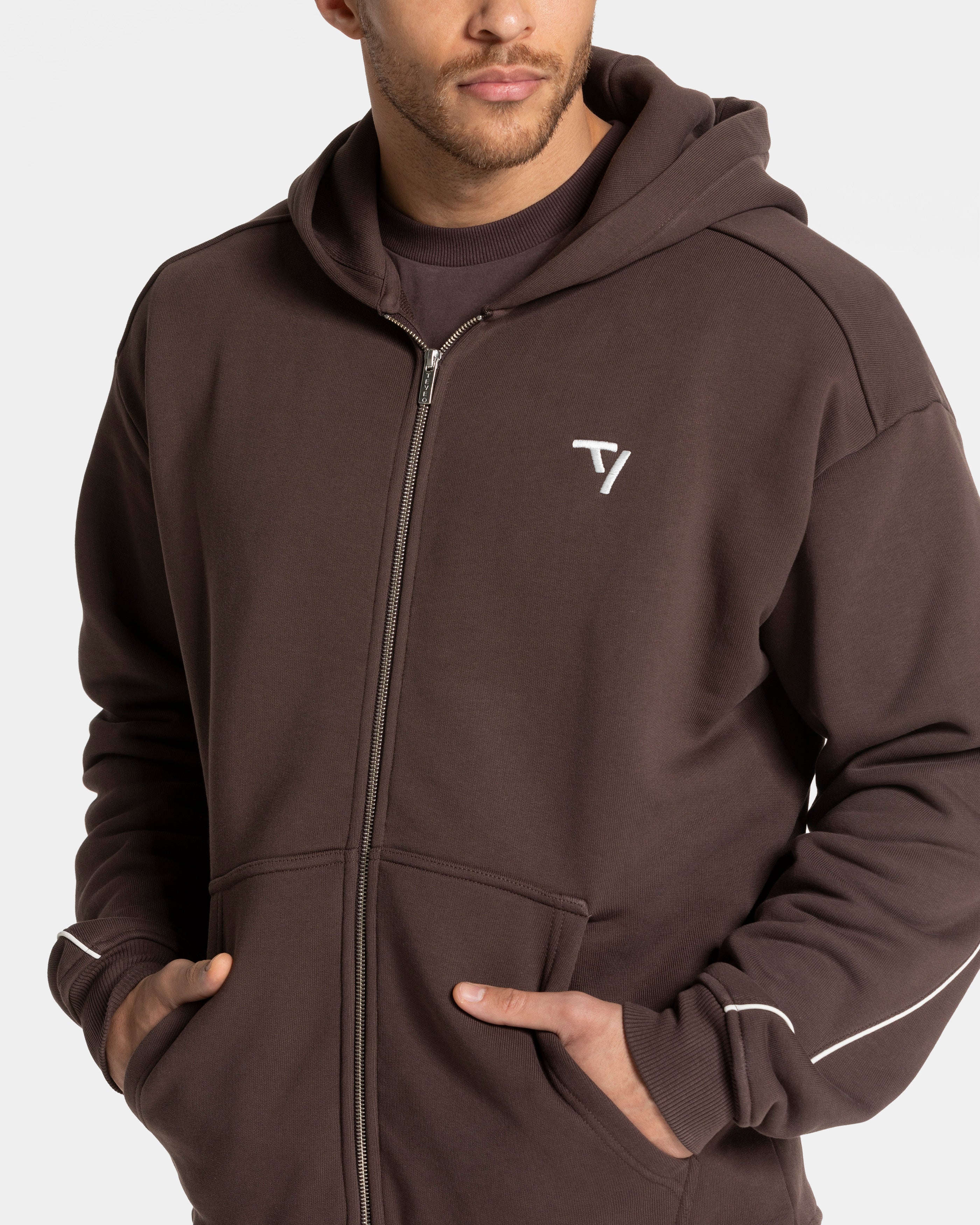 Contrastline Zip Jacke "Espresso"