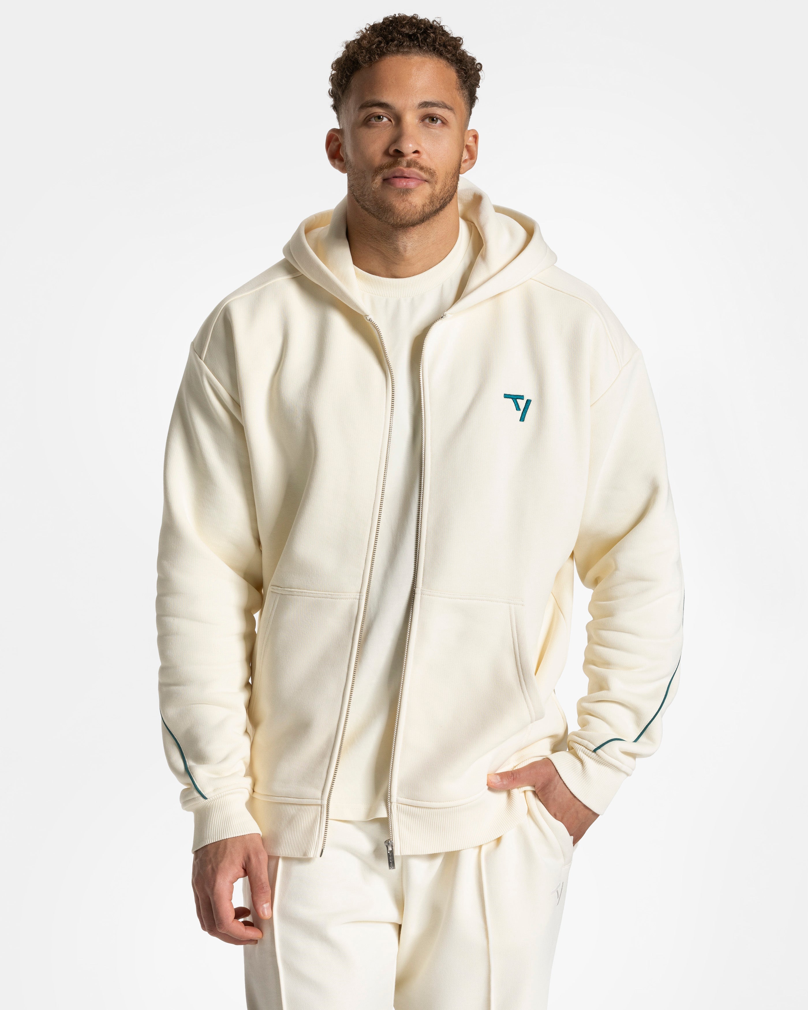 Contrastline Zip Jacke "Off White"