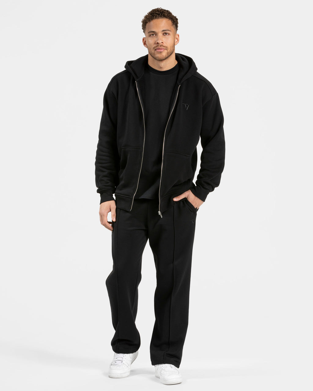 Contrastline Zip Jacke "Schwarz"