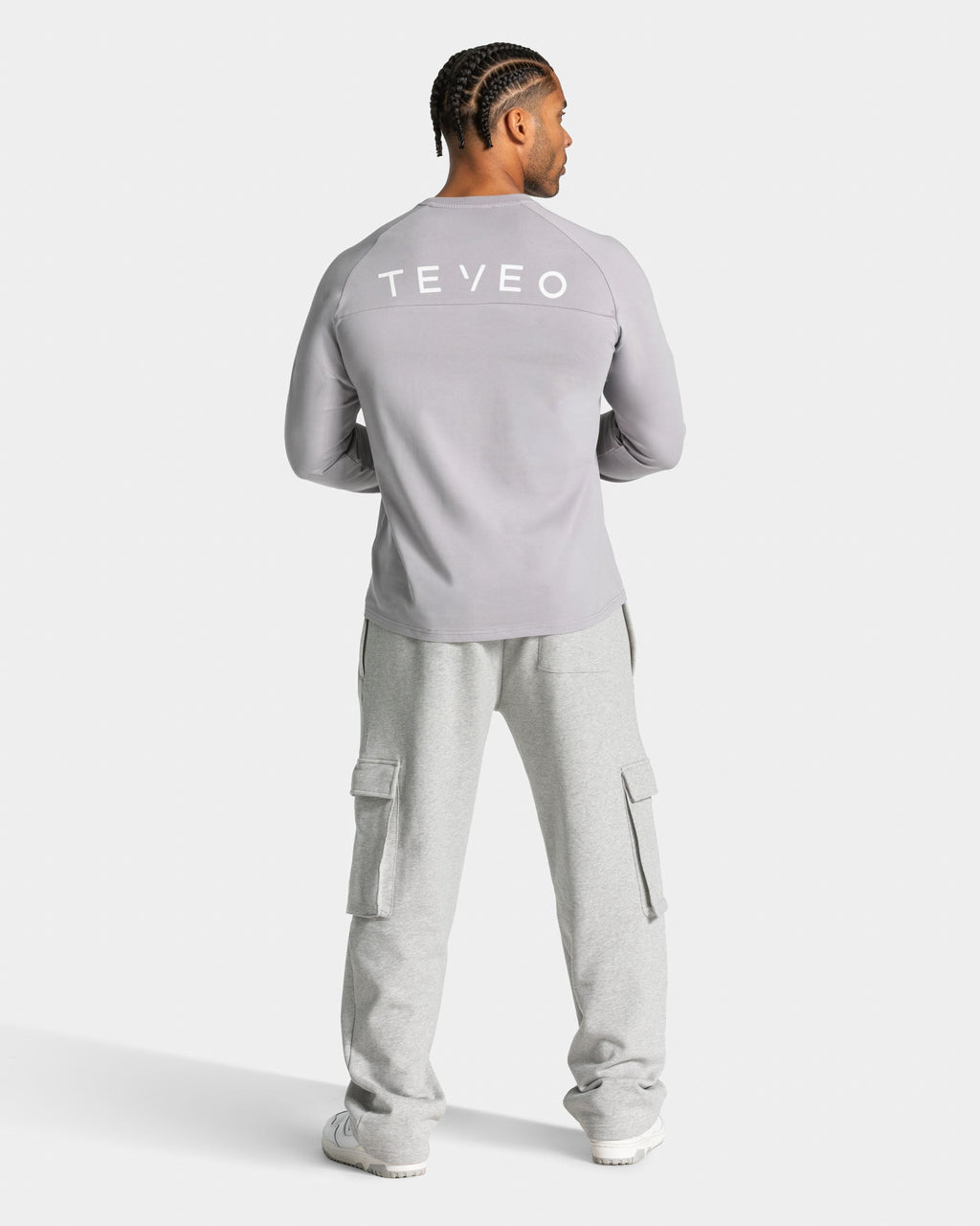 Lift Wide Leg Cargo Jogger "Hellgrau Meliert"
