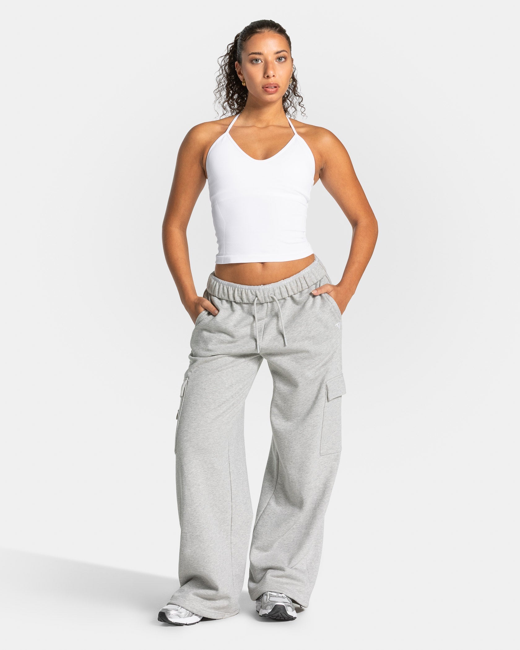 Lift Wide Leg Cargo Jogger "Hellgrau Meliert"