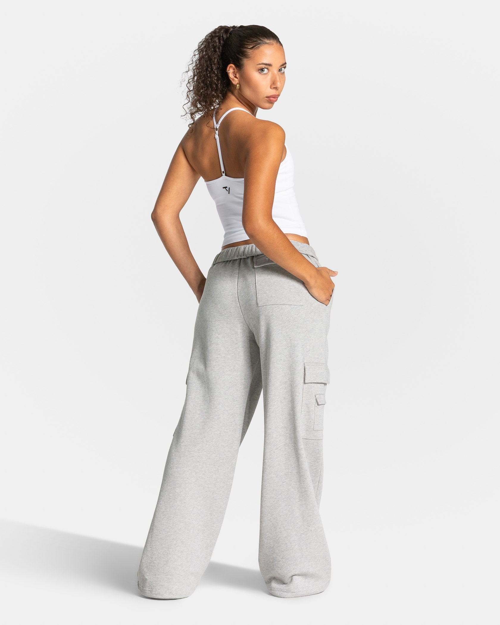 Lift Wide Leg Cargo Jogger "Hellgrau Meliert"