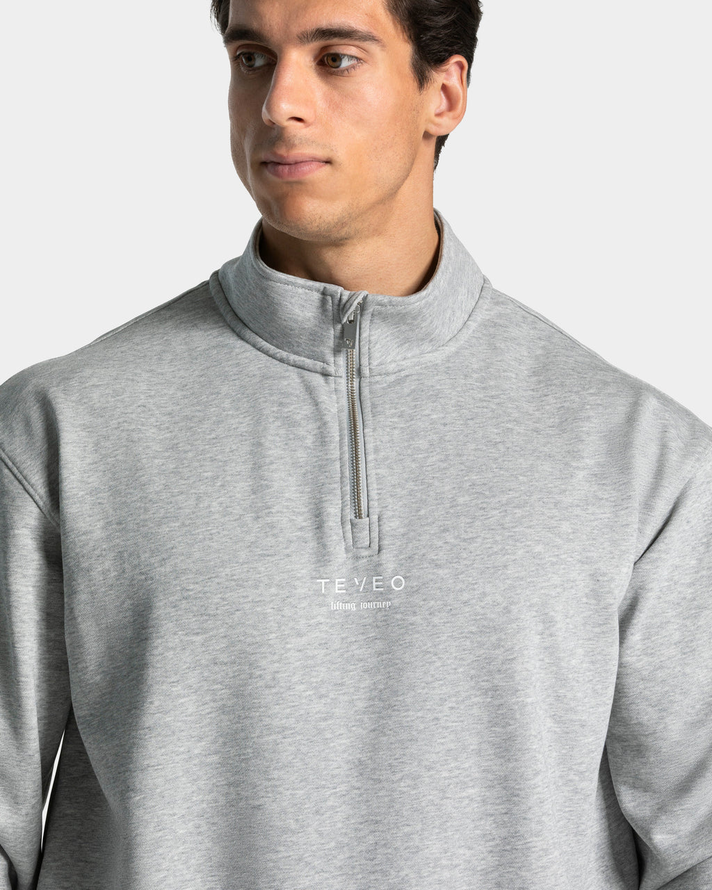 Lifting Journey Half Zip Sweater "Hellgrau Meliert"
