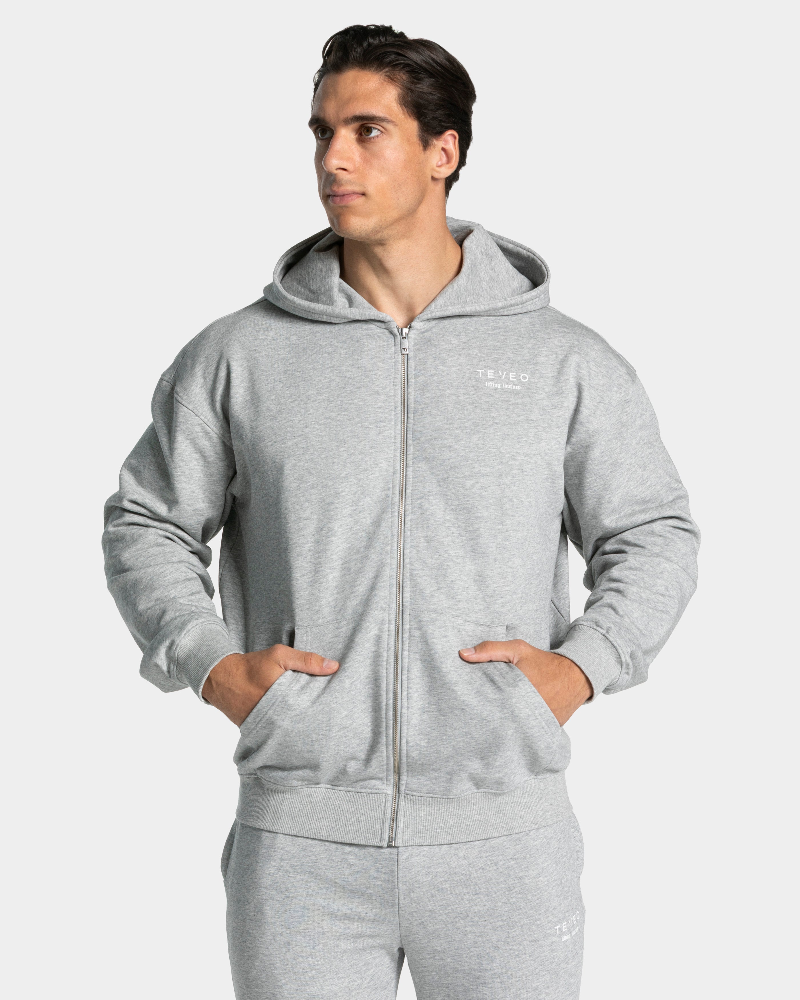 Lifting Journey Zip Hoodie "Hellgrau Meliert"
