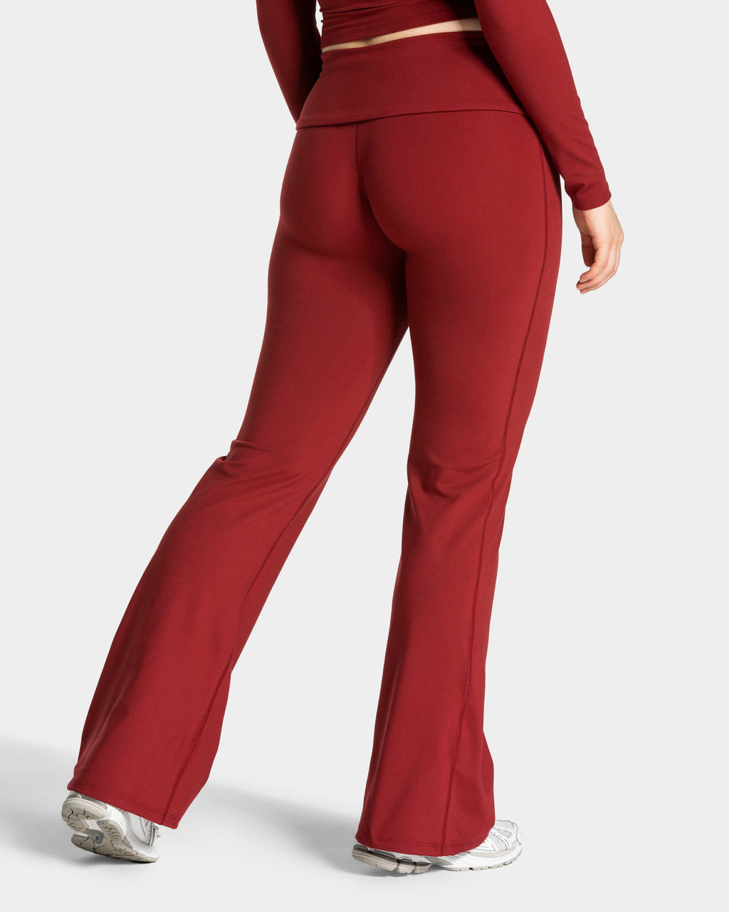 Mellow Fold Over Flared Leggings Regular "Weinrot"