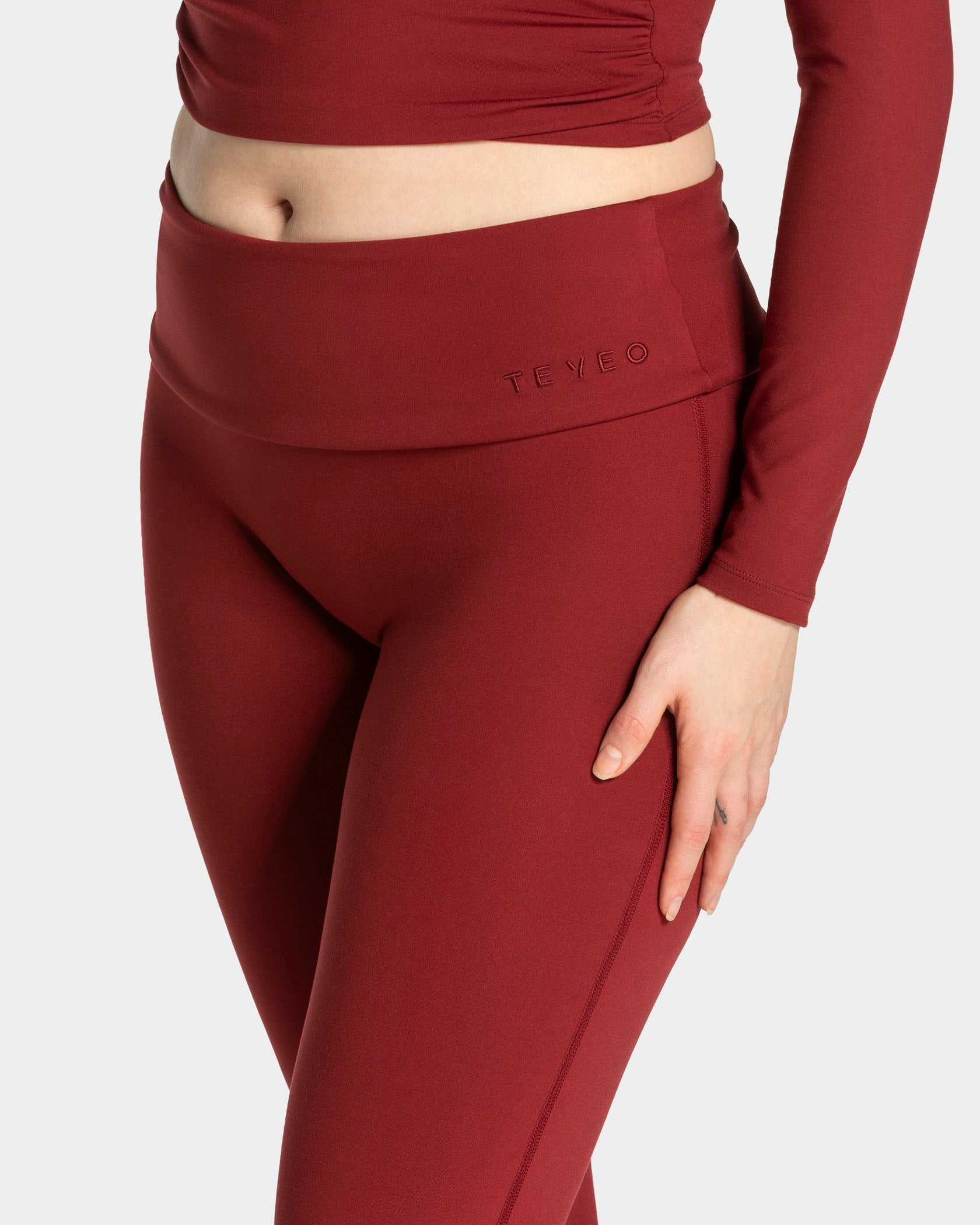 Mellow Fold Over Flared Leggings Regular "Weinrot"
