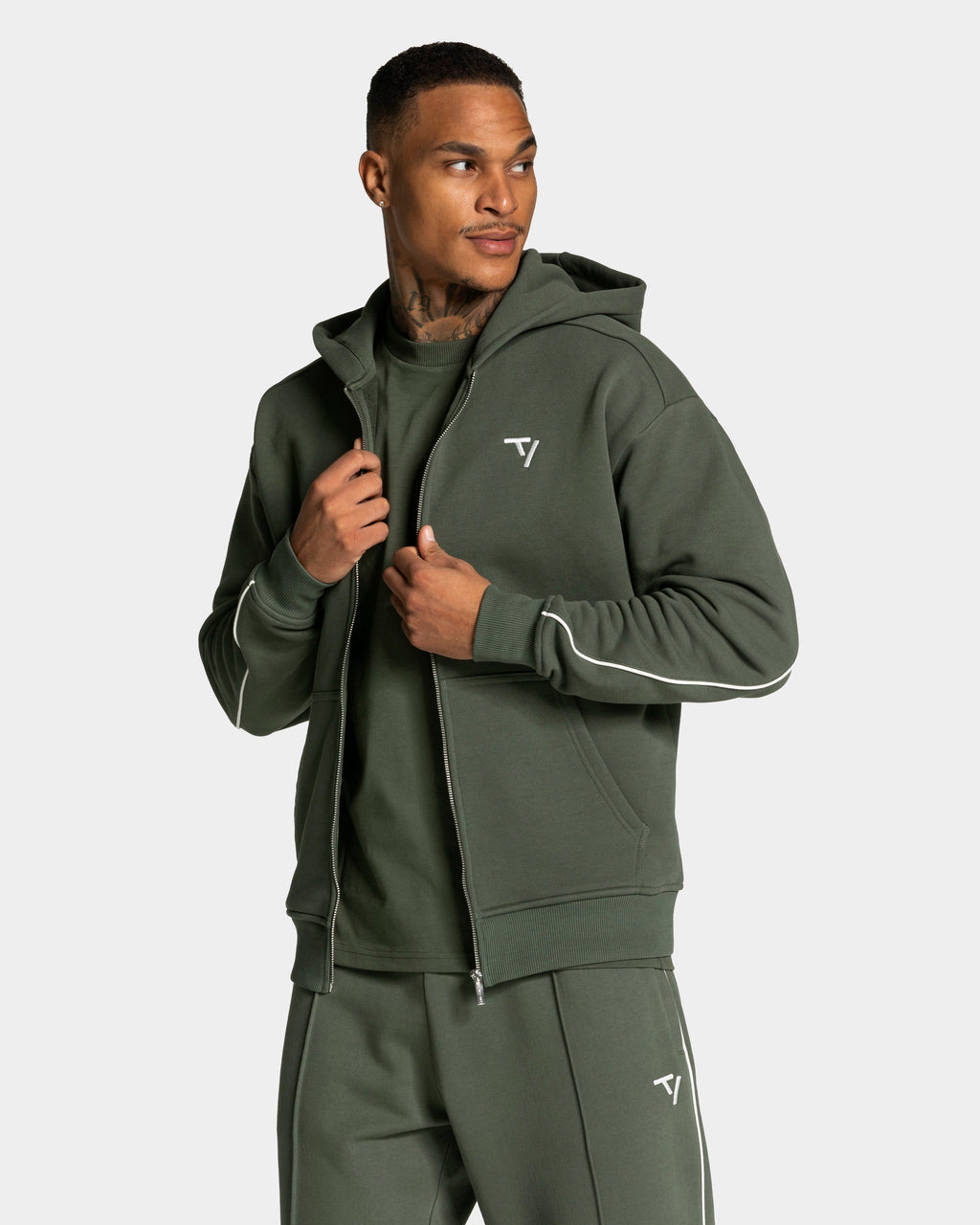 Contrastline Zip Jacke "Khaki"
