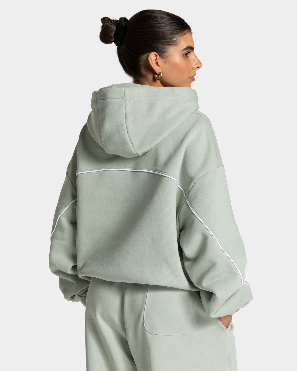 Contrastline Hooded Sweater "Pistachio"