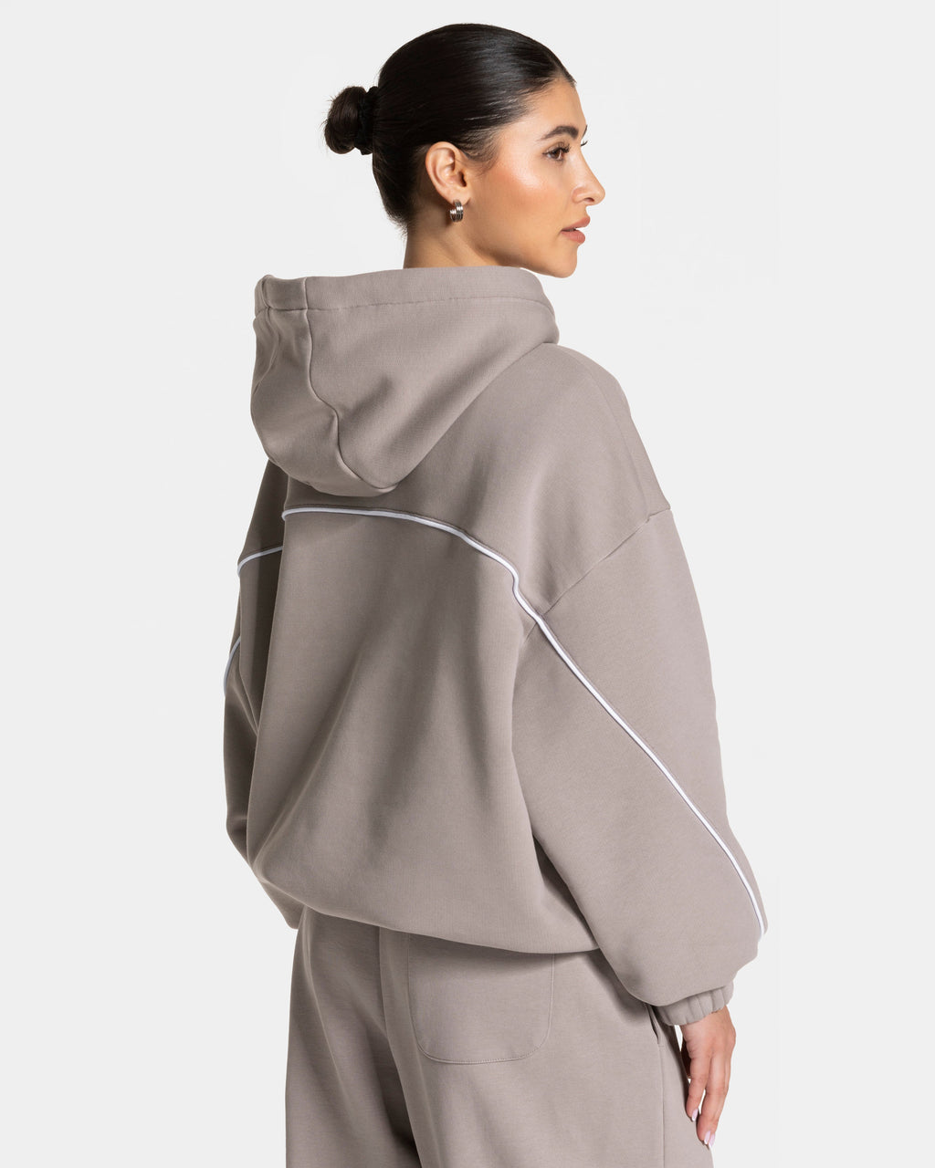 Contrastline Hooded Sweater "Stone"