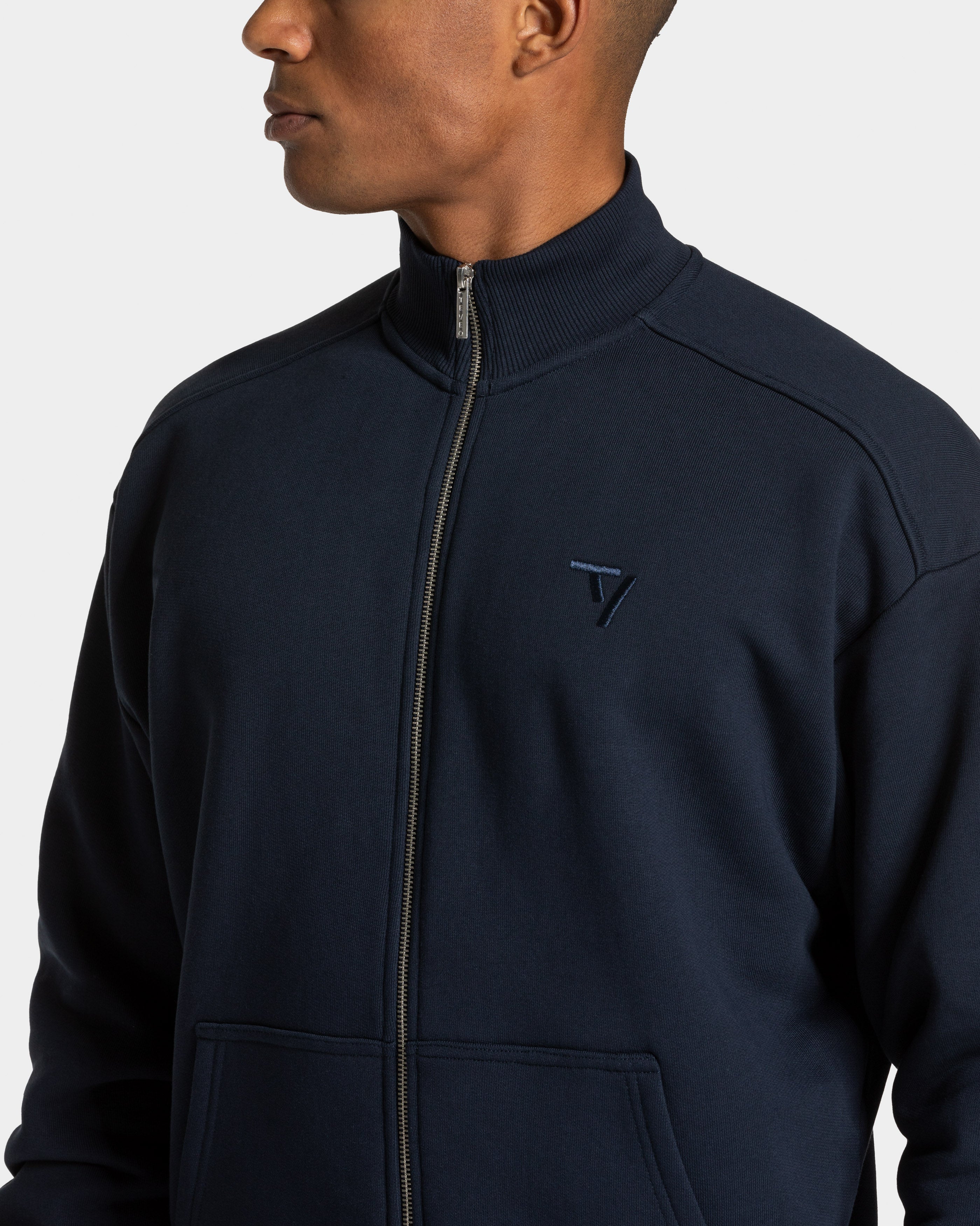 Contrastline Zip Sweater "Midnight"