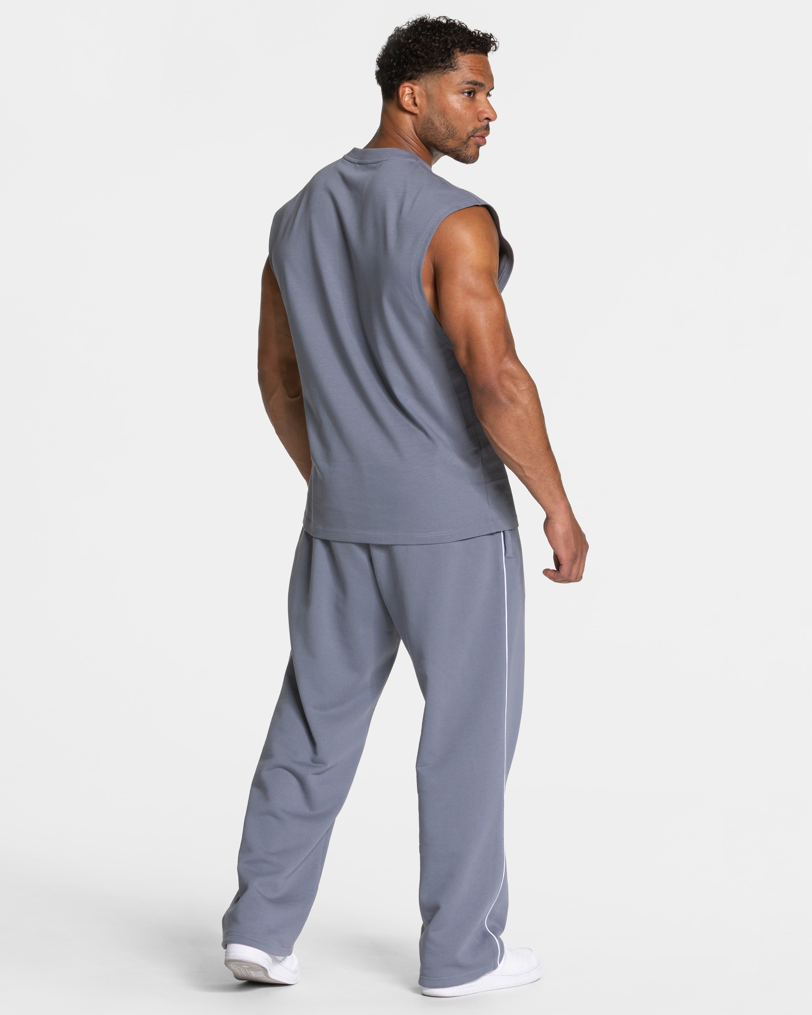 Contrastline Straight Leg Jogger "Eisgrau - Weiß"