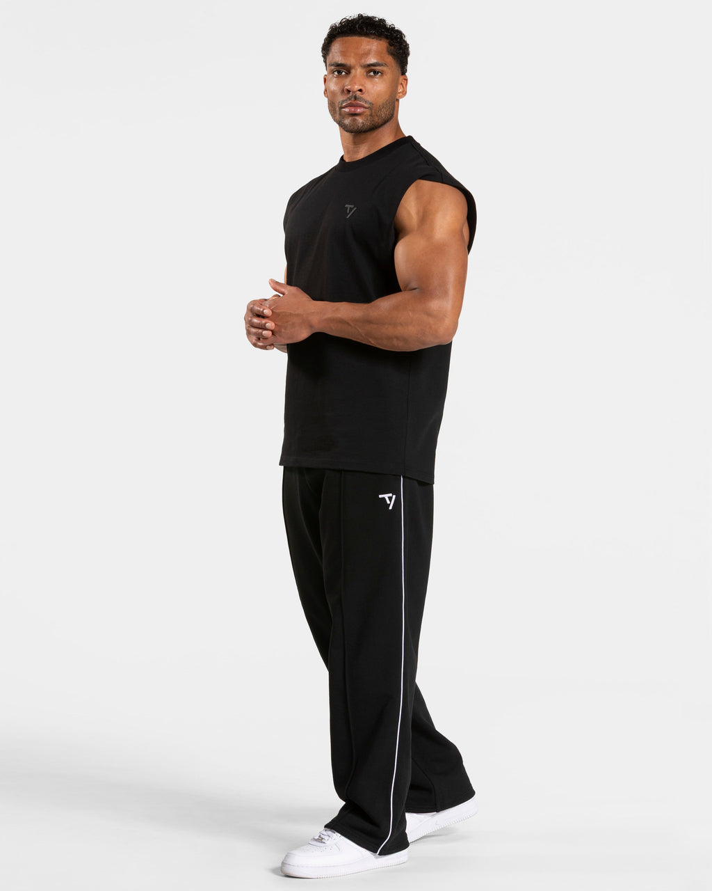 Contrastline Straight Leg Jogger "Schwarz - Weiß"