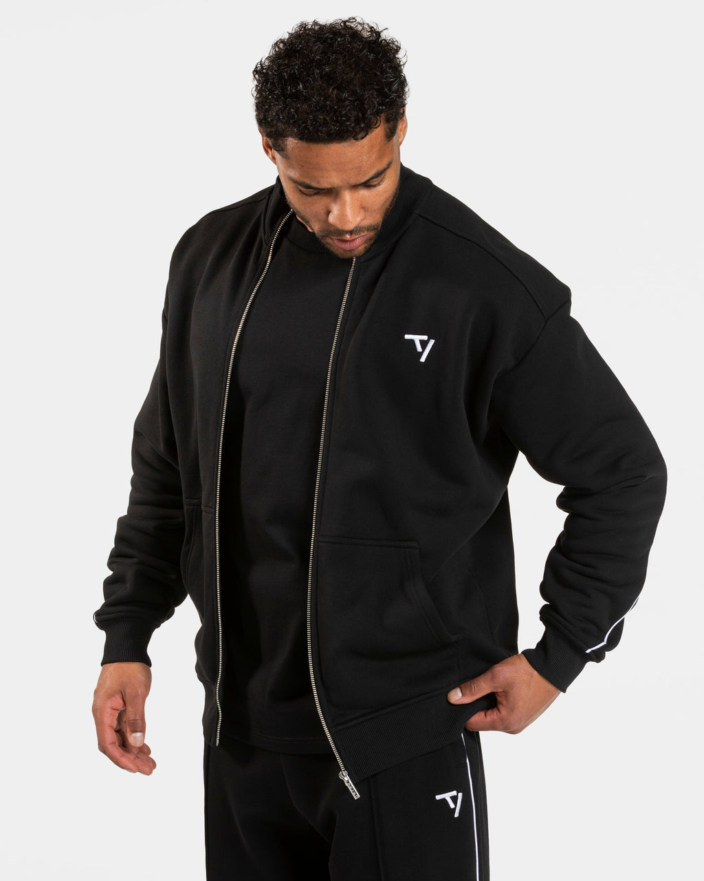 Contrastline Zip Sweater "Schwarz - Weiß"