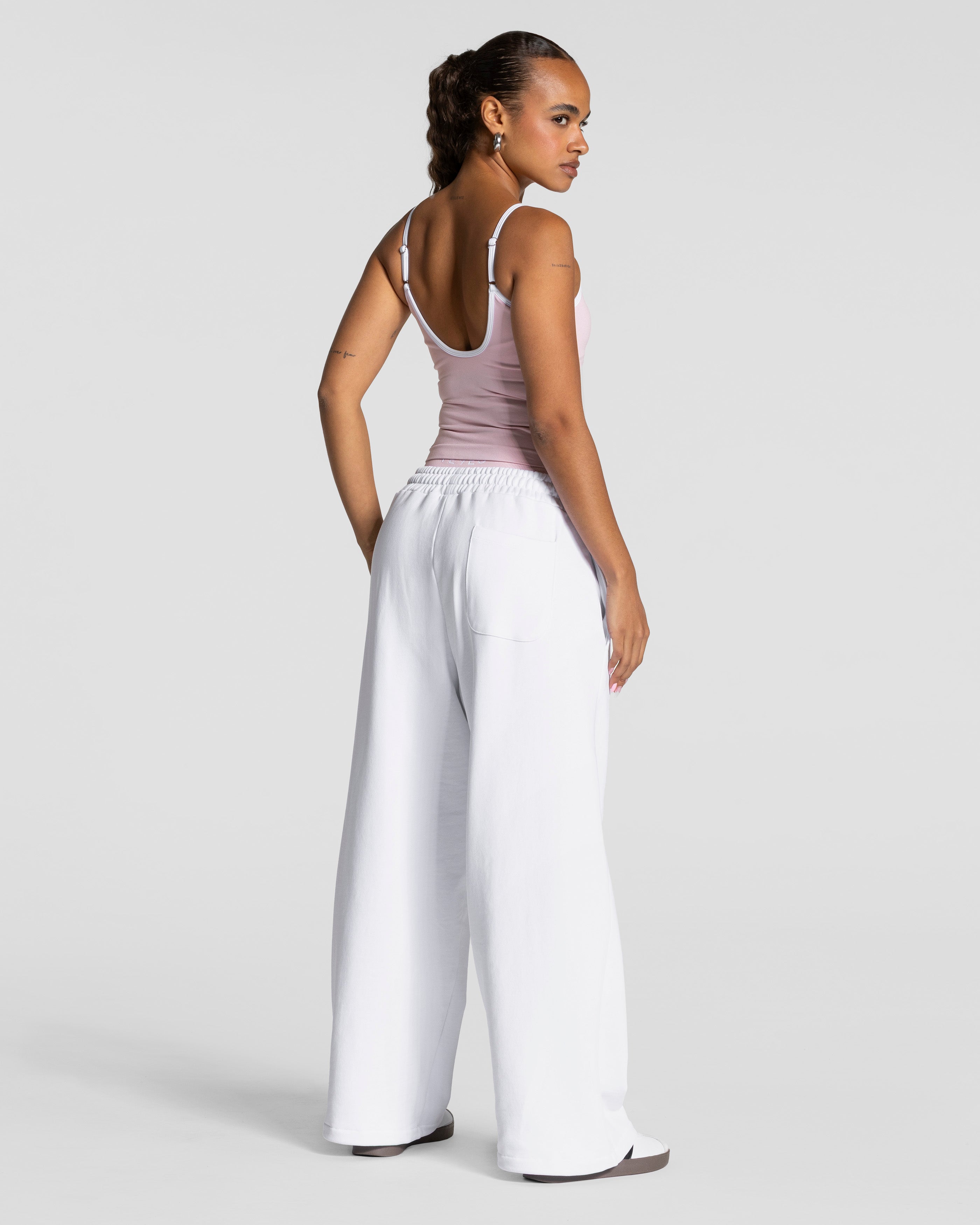Contrastline Wide Leg Jogger "Weiß"