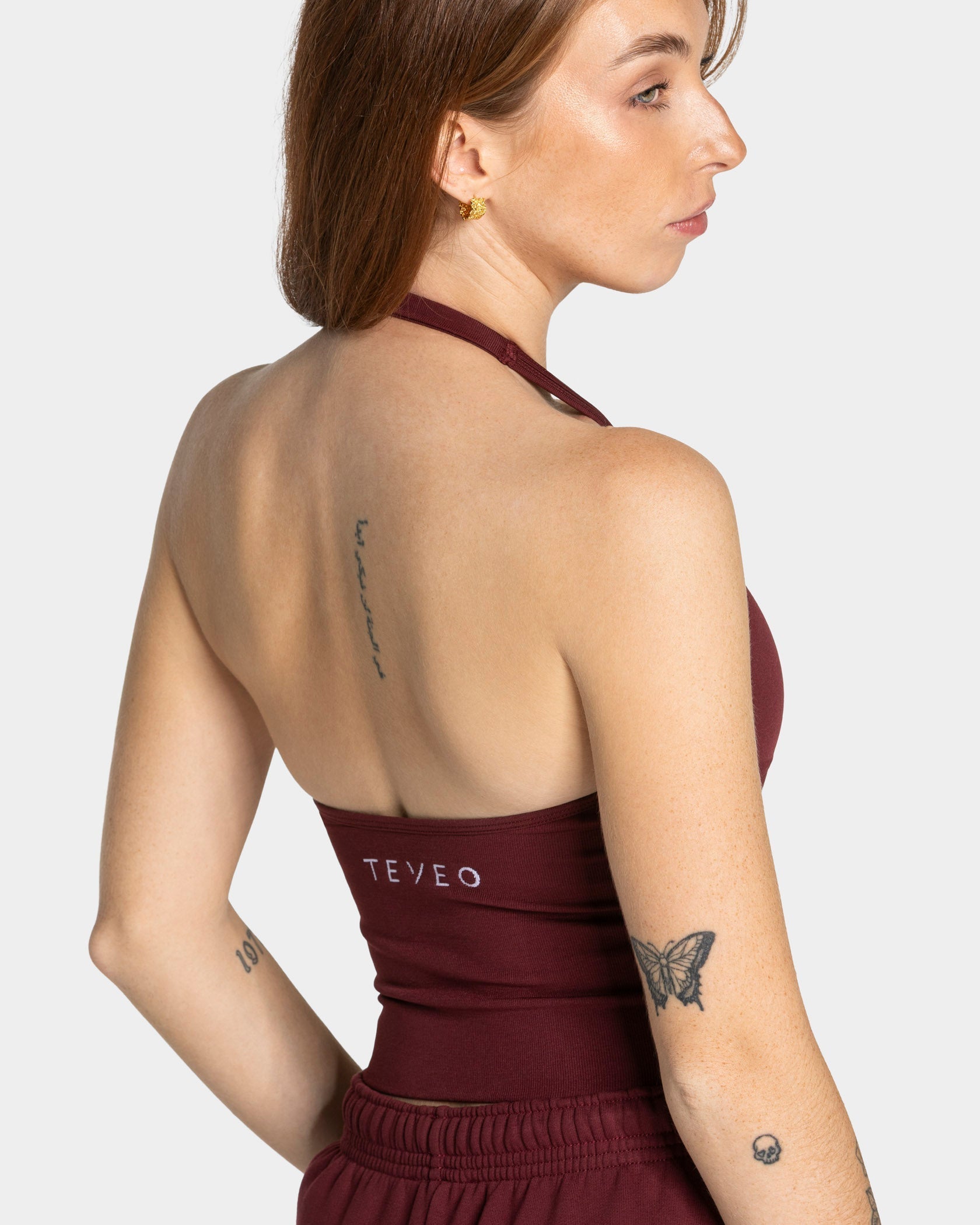 Timeless Pro Neckholder Top "Weinrot"