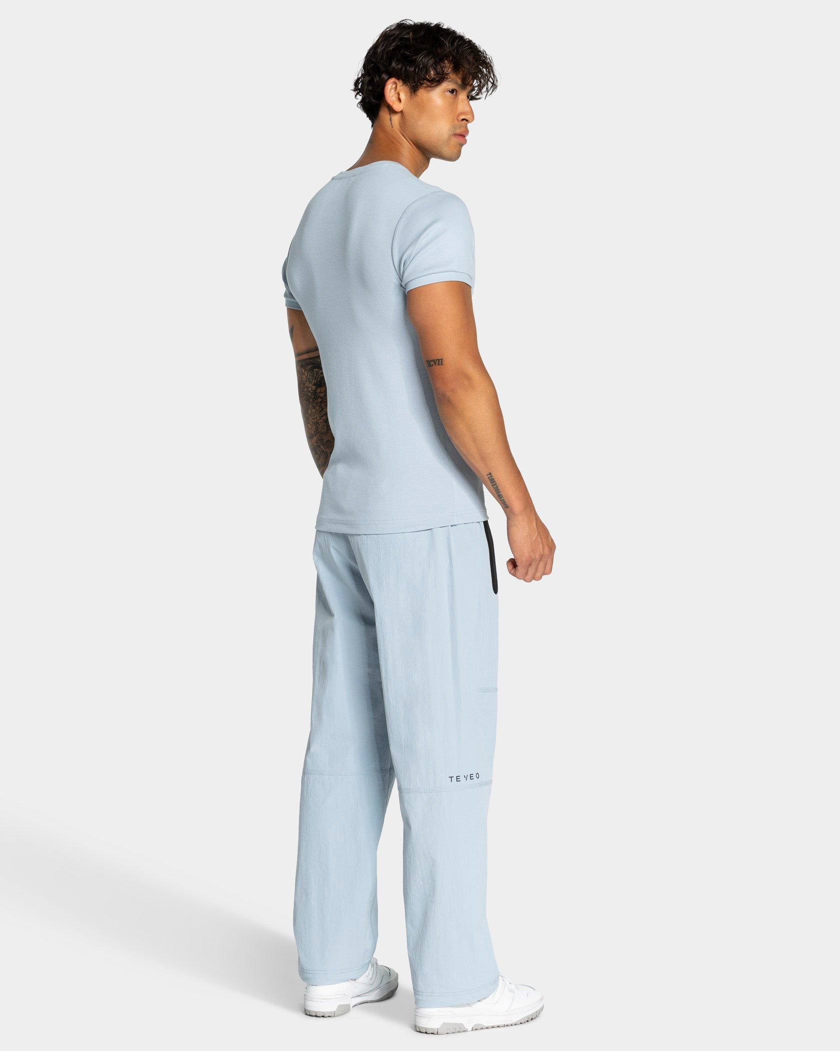 Workout Ribbed T-Shirt "Stahlblau"