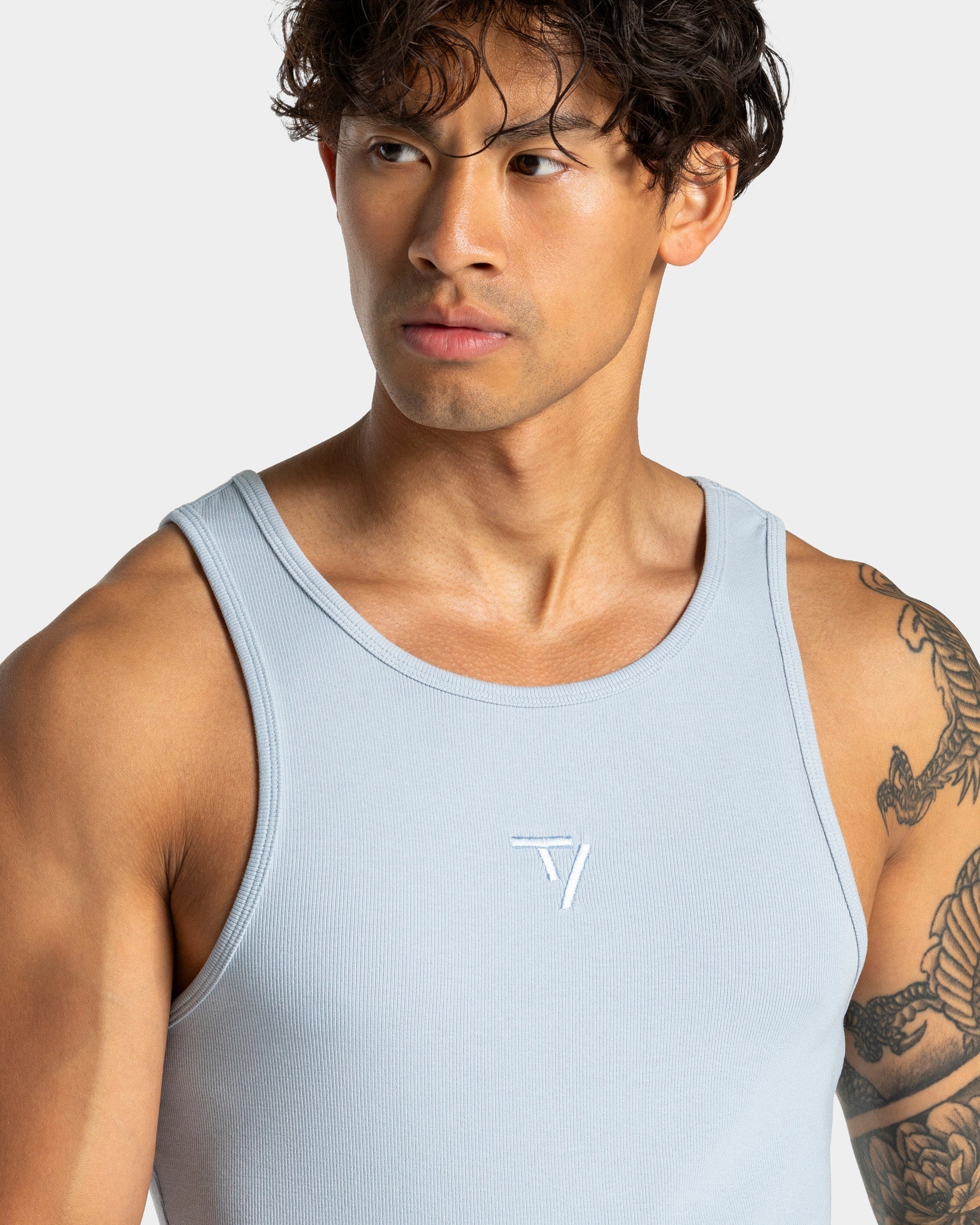 Workout Ribbed Tank "Stahlblau"